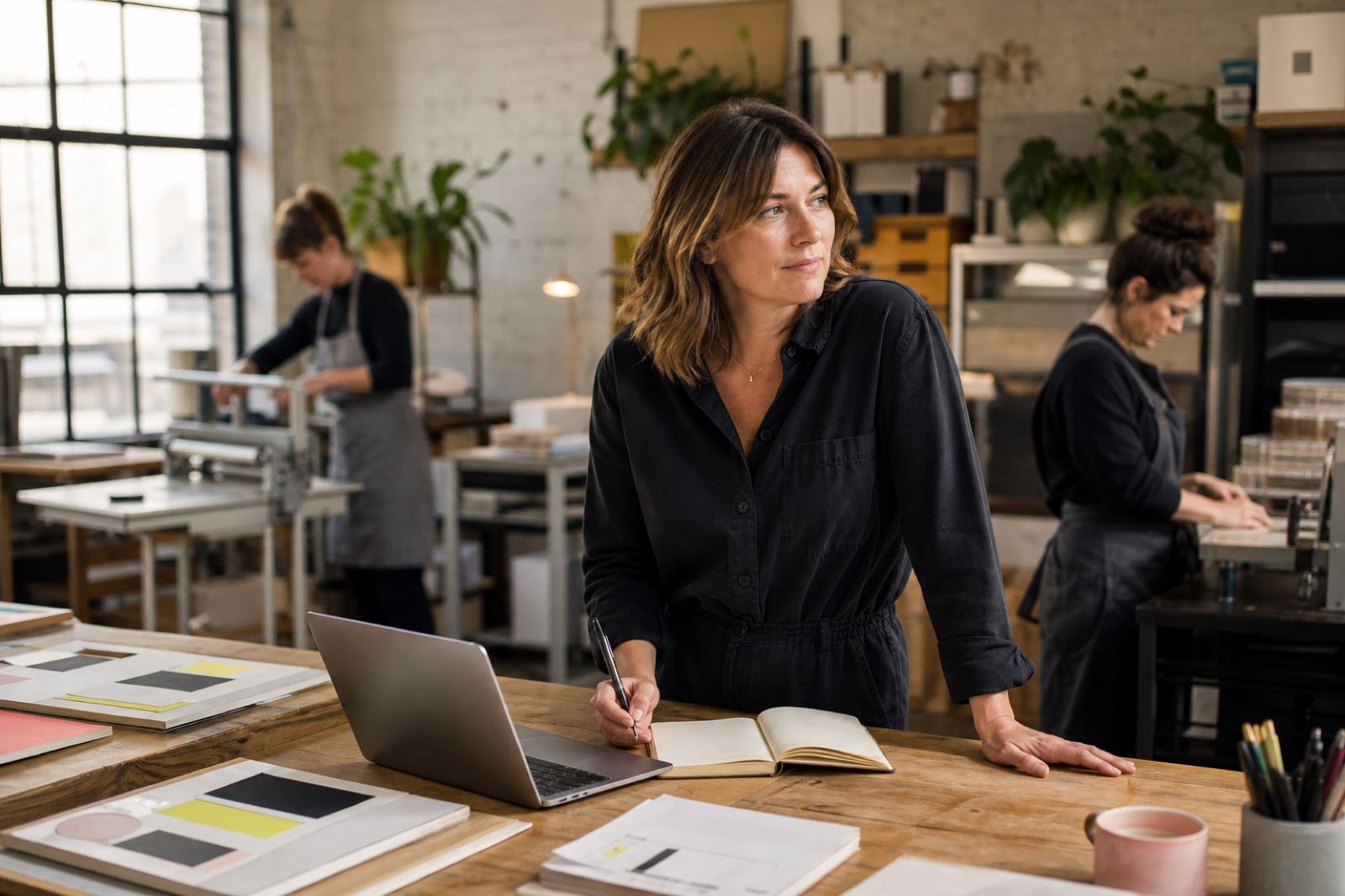 A business owner working at her bench